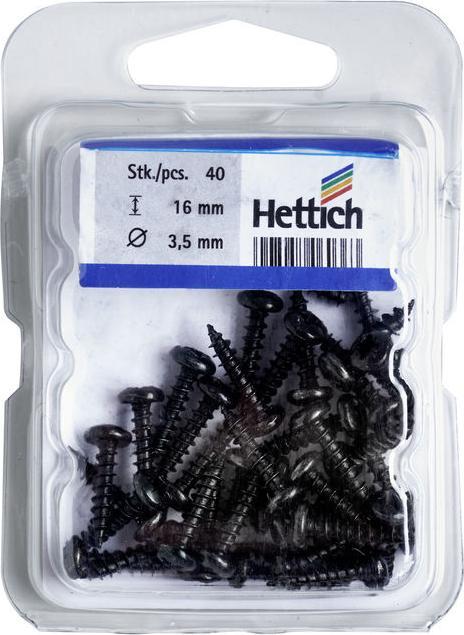 Produktbild Hettich Befestigungsschraube fr Stangenscharniere Linsenkopf 3,5x16 mm schwarz 40 Stck (40 Schrauben pro Stück)