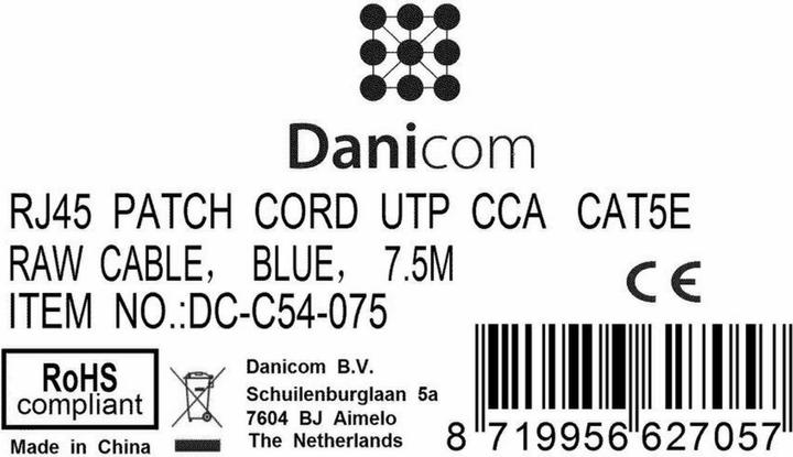 Produktbild Dsit CAT 5e Netzwerkkabel U/UTP (U/UTP, CAT5e, 7.50 m)