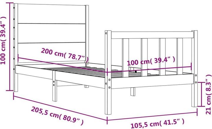 Produktbild vidaXL Bettgestell (100 x 200 cm)