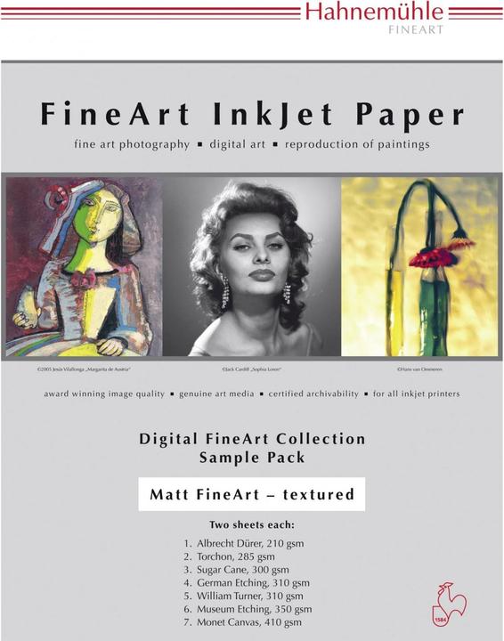 Immagine prodotto Hahnemühle Digital FineArt A 4 Testpack opaco, strutturato (350 g/m², A4, 10 x)
