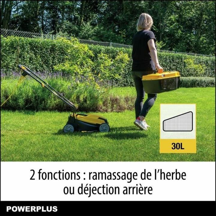 Produktbild Powerplus Rasenmäher POWEG62203 30 L 1000 W 230 V 32 cm 20-70 mm (Netzbetrieb)