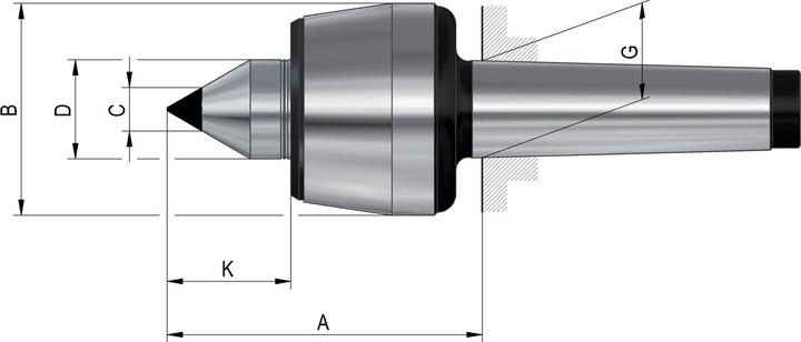 Produktbild Röhm Körnerspitze mitlaufend HM Gr.114 MK 6