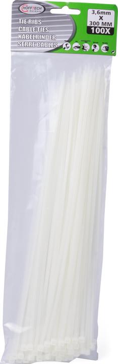 Actual product image Benson Cable ties 3.6 x 300 mm 100 pcs white (Plastic cable ties, 300 mm, 100 pcs.)