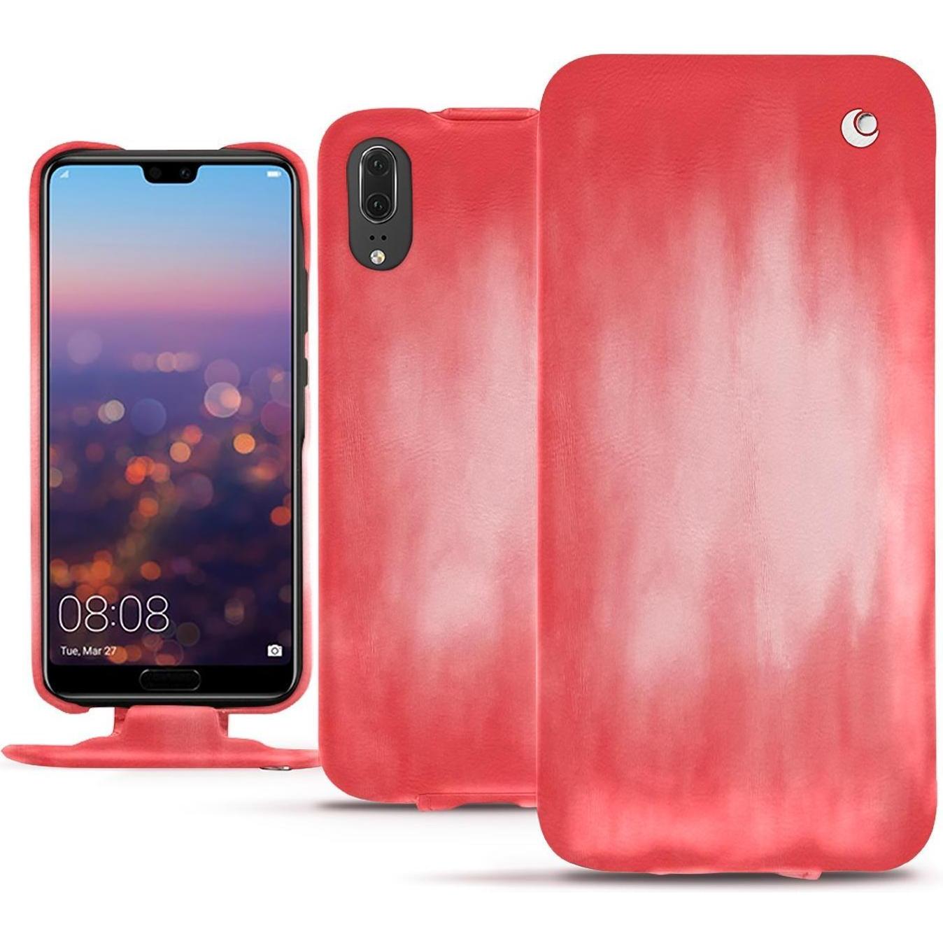 Thumbnail - Noreve Lederschutzhülle vertikal (Huawei P20), Smartphone Hülle, Rosa