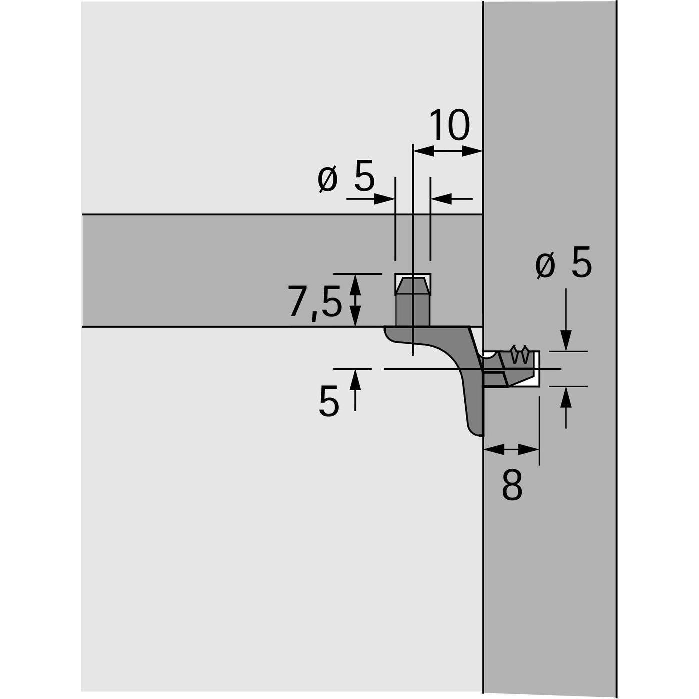 Thumbnail - Hettich, Möbelausstattung, Bodenträger Sekura 1.1 5mm, vernickelt (1 Stk.)