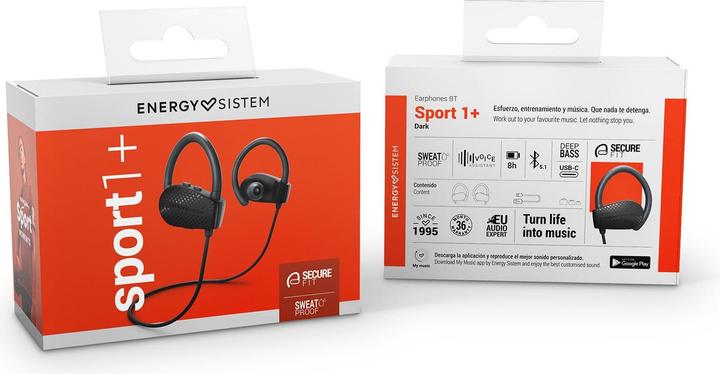 Actual product image Energy Sistem Sport 1+ Headphones Wireless Earhook Bluetooth Black (8 h, Wireless)