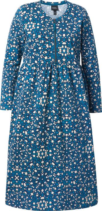 Image du produit Ulla Popken Robe midi en molleton avec fermeture zippée, col rond et manches longues, coupe évasée (62)