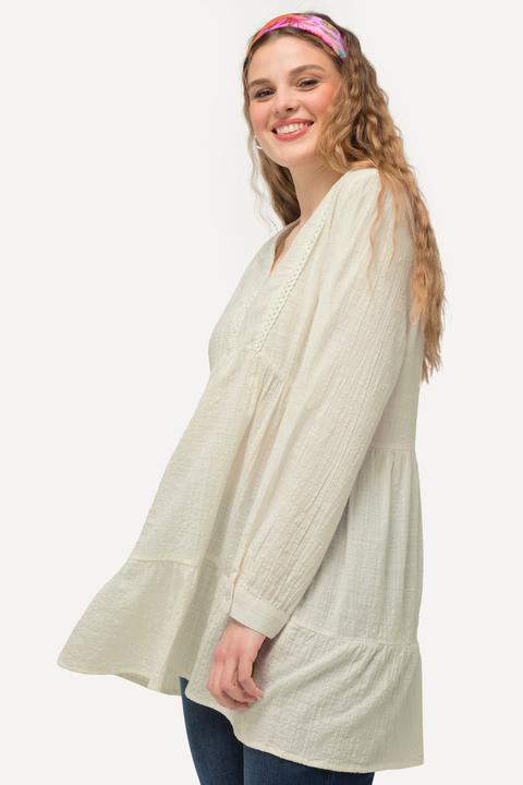 Actual product image Ulla Popken Textured Lace Detail Long Sleeve Tunic (50, 52)