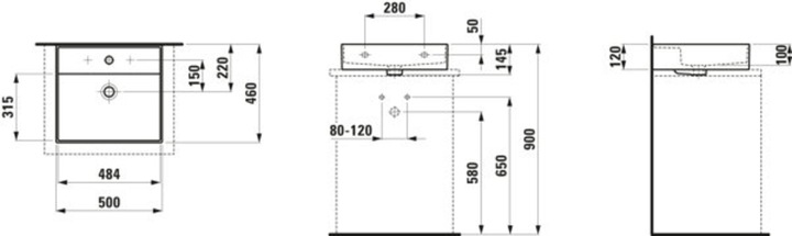 Image du produit Laufen Kartell lavabo à poser sans trou pour robinet, avec trop-plein, 500x460mm, H816332 (475 mm, 500 mm)
