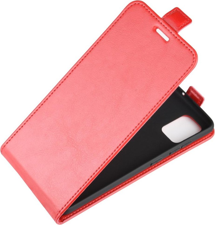 Actual product image Cover-Discount Galaxy A71 - Classic Leather Flip Case Vertical Red (Samsung Galaxy A71)