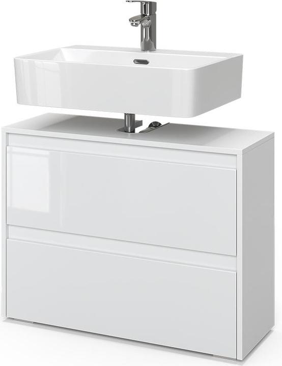 Immagine prodotto Vicco Waschbeckenunterschrank Majest, Weiss/Weiss Hochglanz, 80.1 x 62 cm mit 2 Schubladen (80.10 x 30.10 x 62 cm)