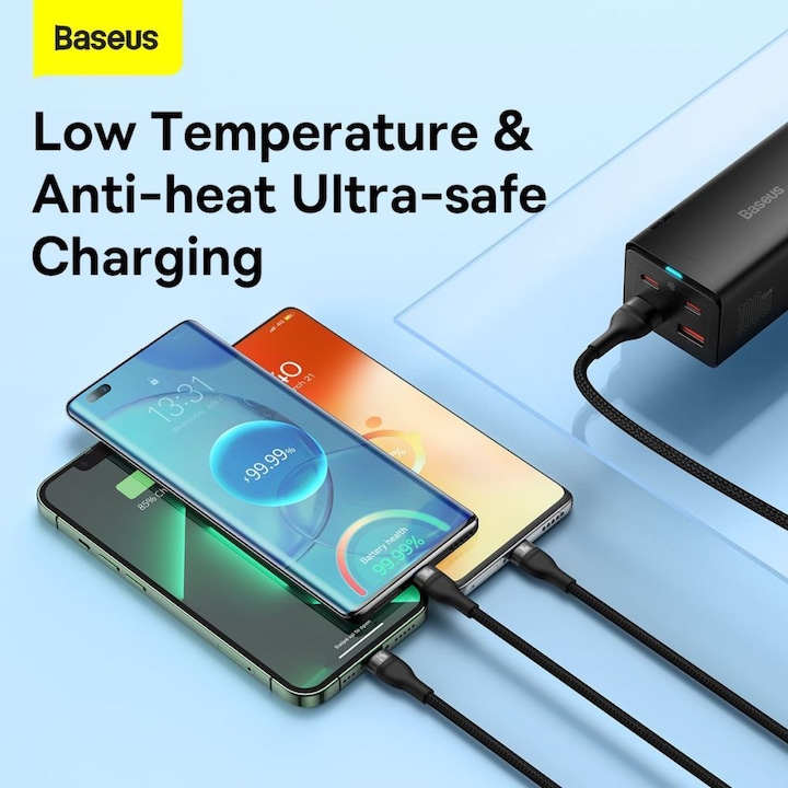 Produktbild Baseus 3in1 USB cable Flash Series, USB-C + micro USB + Lightning, 100W, 1.2m (black) (1.20 m, USB 3.2 Gen 1)