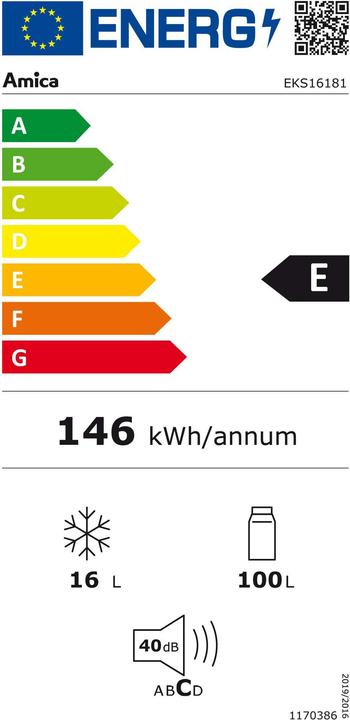 Energie-Label Amica Einbau-Kühlschrank EKS 16181 (100 l)