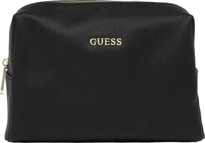 Image du produit Guess Trousse de toilette en cuir synthétique Saffiano Vanilla Noir pour femmes 23 x 17 x 8 cm