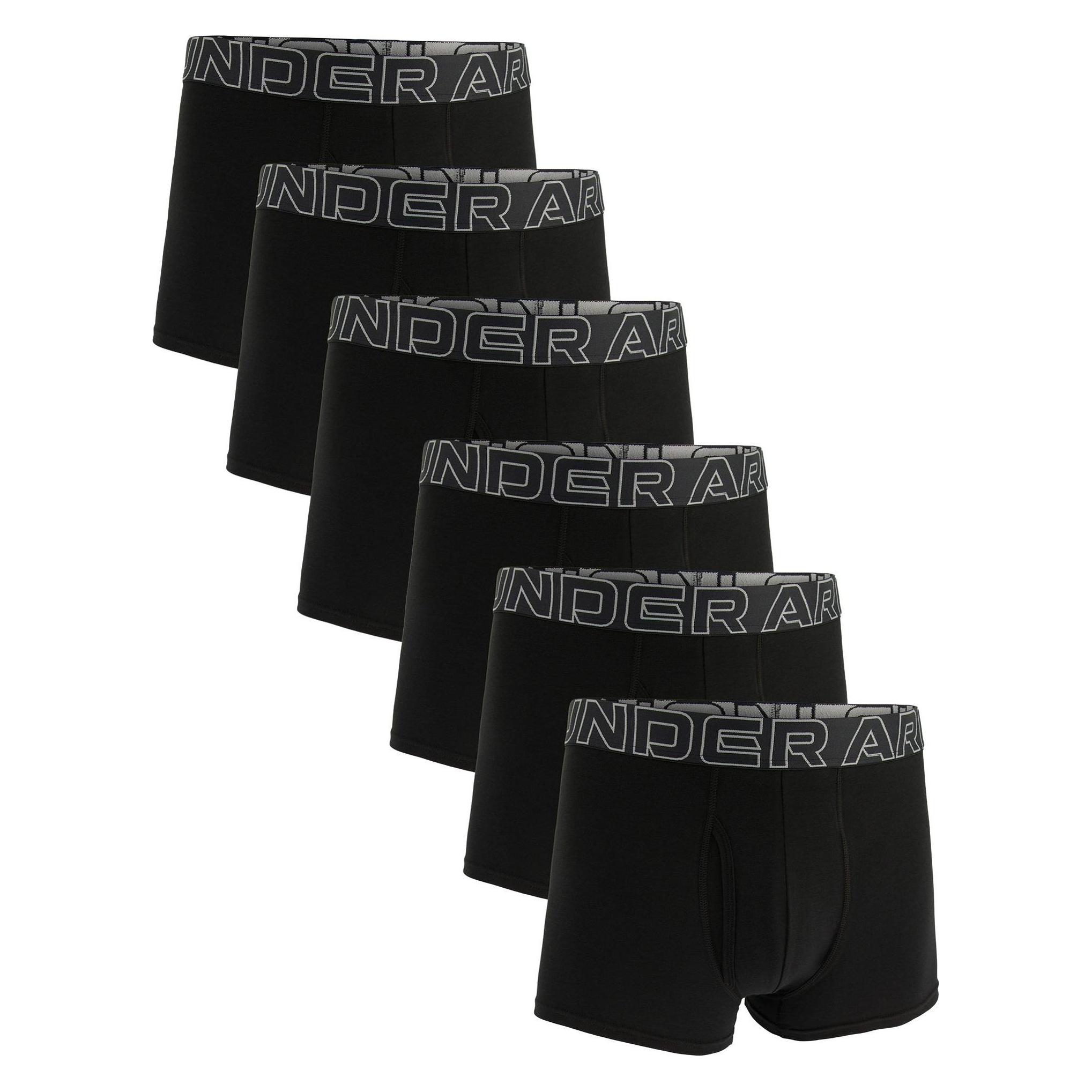 Under Armour, Herren, Unterhosen, Boxershort Sportlich Figurbetont Ua Performance Cotton - Solid 3 In 6PK, Schwarz, (Xl, 6er Pack)