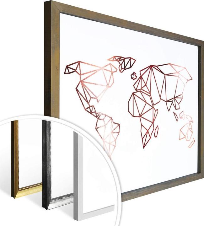 Produktbild Trenddeko Origami Weltkarte - Roségold-Optik (100 x 80 cm)