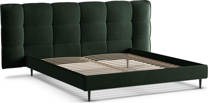 Actual product image Micadoni Velvet Storage Bed With Headboard, "Eric", Bottle Green, 220x250x114 Made in Europe (160 x 200 cm)