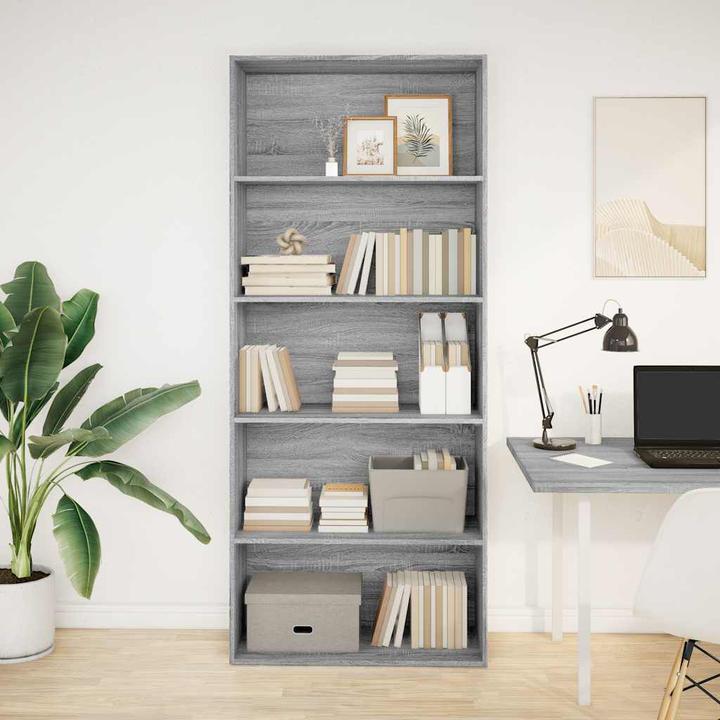 Produktbild vidaXL Bücherregal Bücherschrank Standregal Raumteiler Grau Sonoma Holzwerkstoff (80 x 30 x 189 cm)