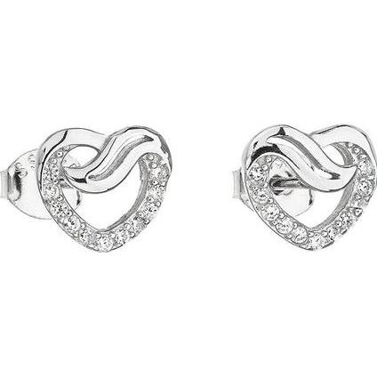 Evolution Group, Ohrringe, Silver earrings with zircon white heart 11114.1 (L)