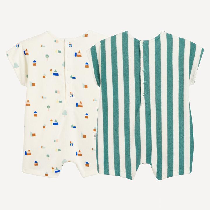 Produktbild La Redoute Collections 2er-Pack gemusterte Baby Kurzoveralls aus Frottee (56)