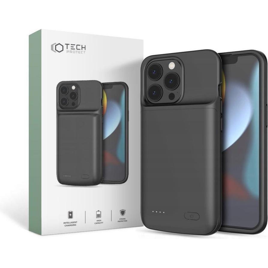 Tech-Protect Powercase (Apple iPhone 13, Apple iPhone 13 Pro), Smartphone Hülle, Schwarz