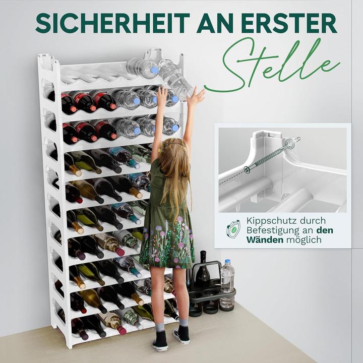 Produktbild Novaliv Weinregal für 36 Flaschen | Flaschenregal weiss | Regal stabilem Kunststoff (Weiss, 6) (60 x 28 x 14 cm, 36 Fl.)