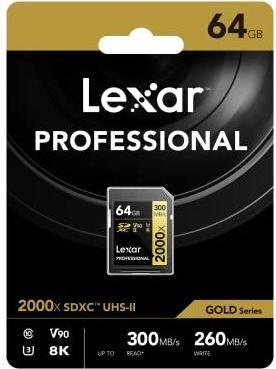 Image du produit Lexar Professional Gold 2000x (64 Go, SDXC, U3, UHS-II)