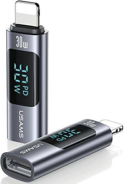 Usams Adaptateur AU18 USB-C - Lightning Digital Display 30W stalowy/aluminium SJ681LN01 (US-SJ681) (USB 3.2 Gen 1, 30 W)