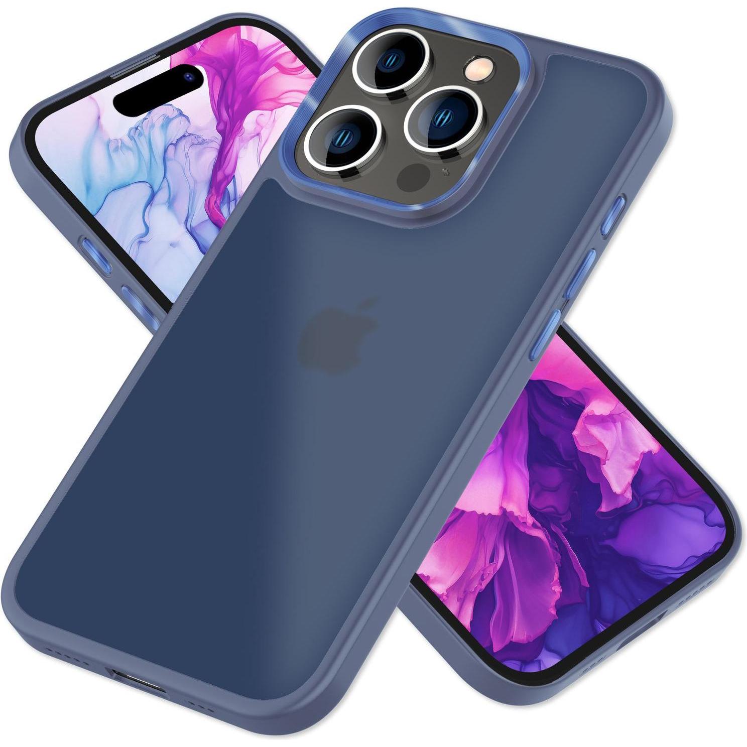 Nalia Hybrid Hülle Matt Transparent Frosted (Apple iPhone 15 Pro), Smartphone Hülle, Blau