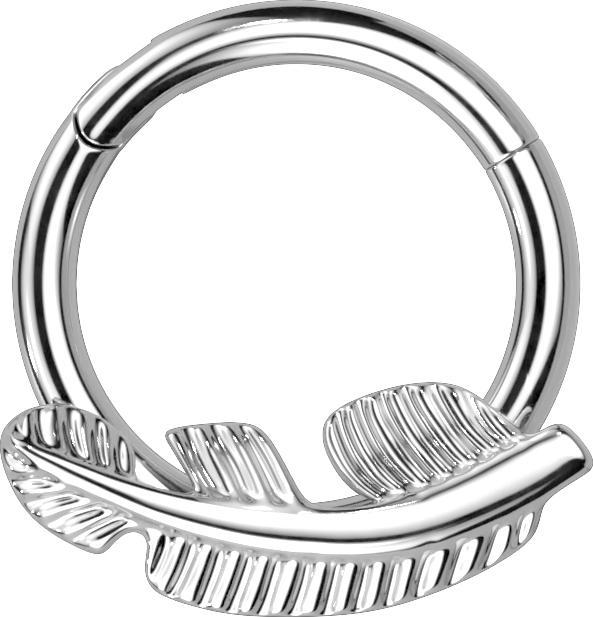 Produktbild Star Piercing Micro Segmentring klappbar silber Feder (Titan, ohne Messing)