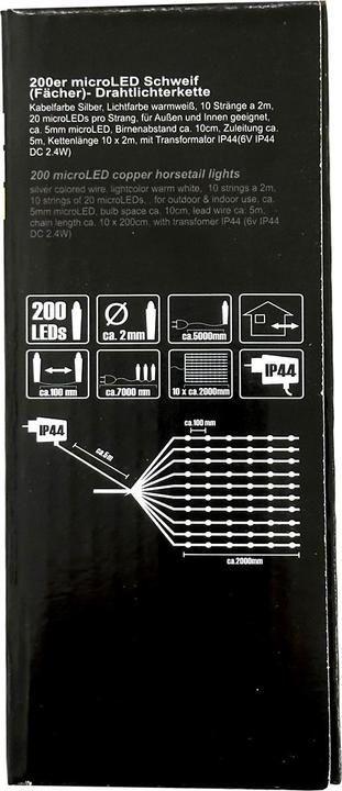 Produktbild Mojawo 200er Micro LED Schweif-Kette Lichterkette Innen und Aussen (2 m)