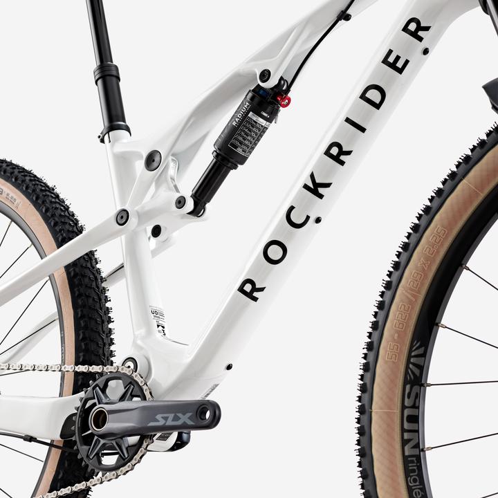 Actual product image Rockrider Mountain bike XC carbon frame full suspension Race 900 S white