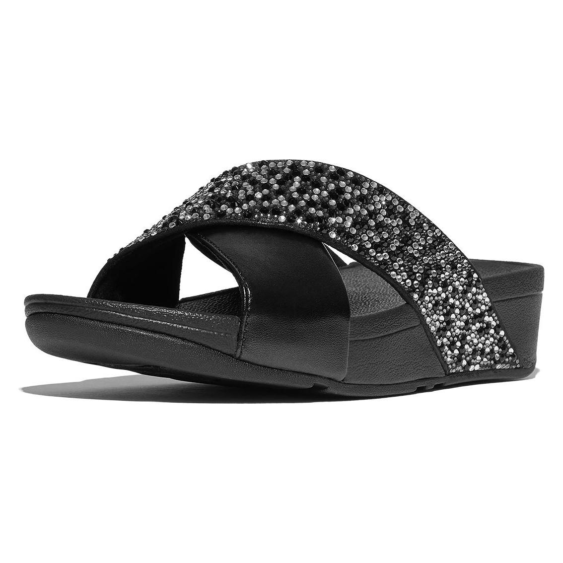 Fitflop, Damen, Sandalen, Lulu Crystal-Mix Metallic Cross, Schwarz, (38)