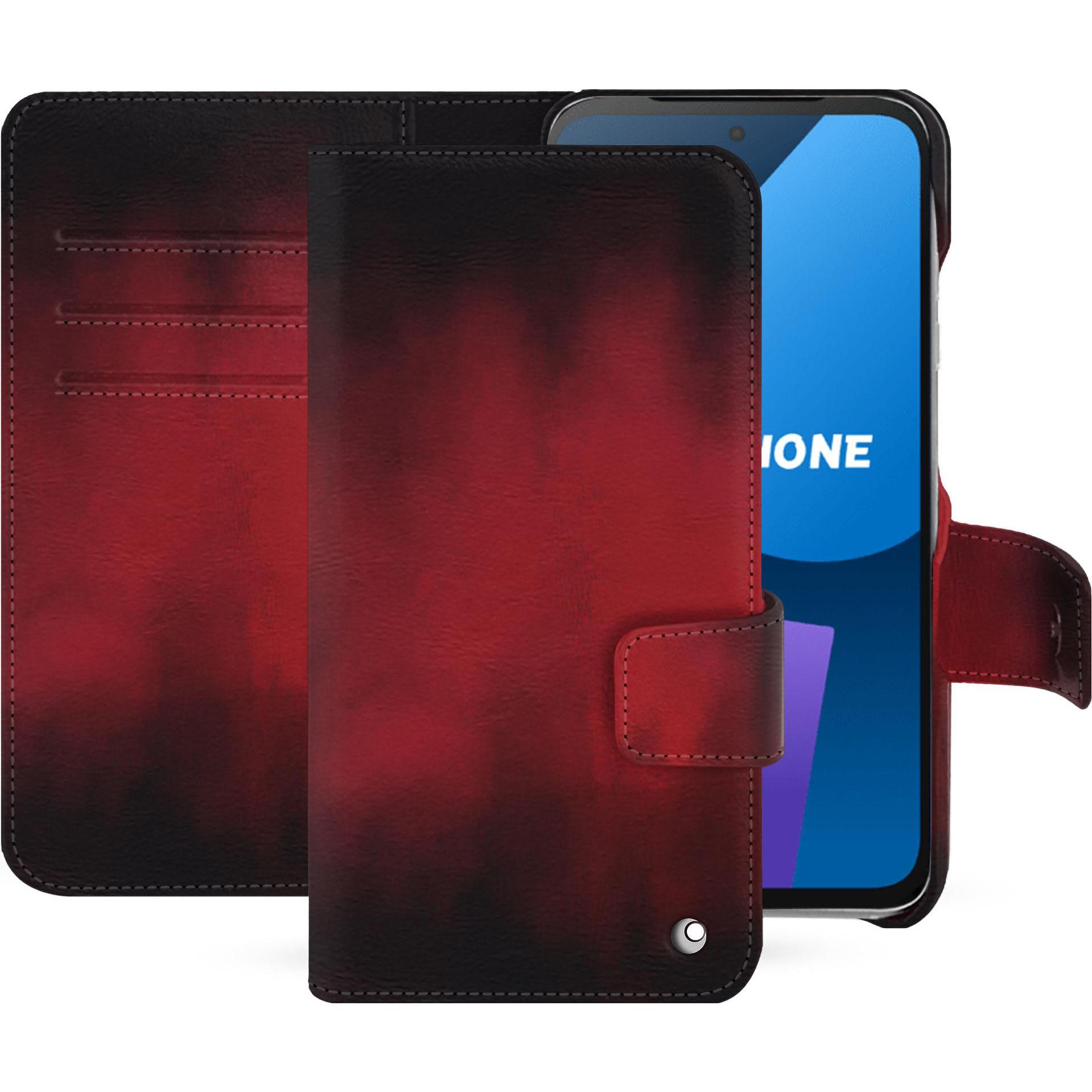 Noreve Lederschutzhülle Fairphone 5 (Fairphone 5), Smartphone Hülle, Rot