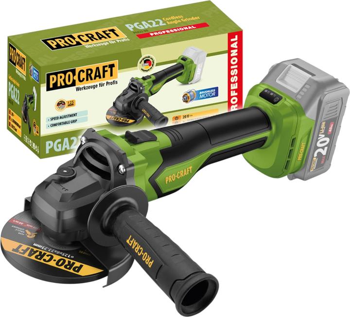 Immagine prodotto Procraft PGA22-BB Akku Winkelschleifer 20 V 125 mm Brushless Solo - ohne Akku, ohne Ladegerät (125 mm)