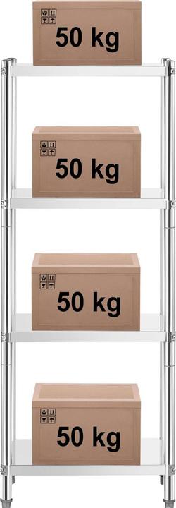 Produktbild Royal Catering Edelstahlregal 70x40x180 cm Küchenregal Gastroregal Schwerlastregal Lagerregal (70 x 40 x 180 cm)
