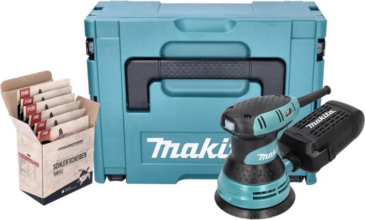 Produktbild Makita BO 5031 J Exzenterschleifer Schleifmaschine 300 Watt 125 mm + Toolbrothers TURTLE Schleifset (Exzenterschleifer, 300 W)