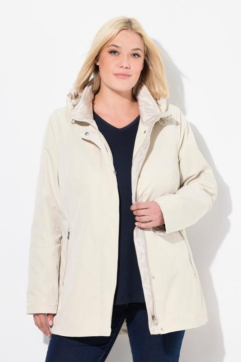 Produktbild Ulla Popken Softshell-Longjacke, wasserdicht, 2-Wege-Zipper, Kapuze (50, 52)