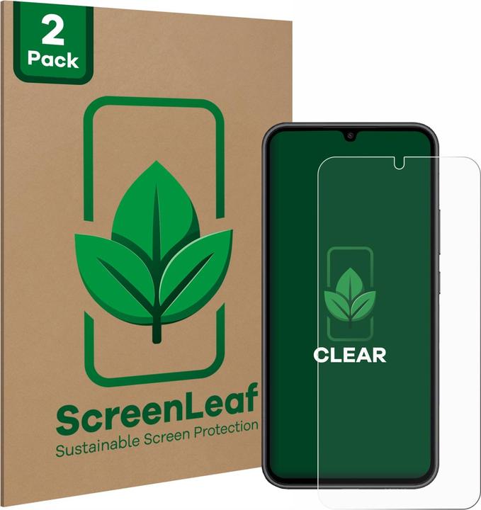 Produktbild ScreenLeaf Schutzfolie nachhaltiger Displayschutz Displayschutzfolie Folie Klar Transparent (2 Stück, Samsung Galaxy A34 5G)