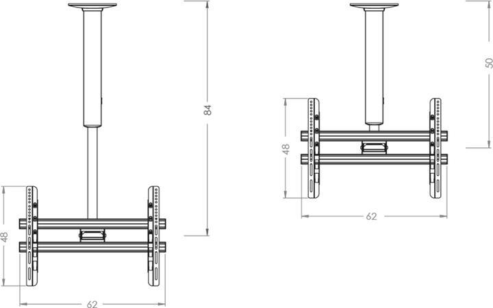 Image du produit VCM Morgenthaler CM 4 Mini support TV pour plafond 106,7 cm (42") 165,1 cm (65") De (Plafond, 65", 60 kg)