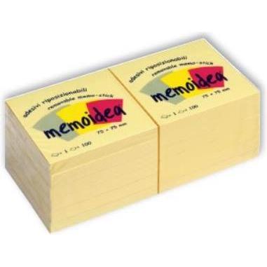 Memoidea Packung mit 12 Zetteln 75x75mm Gelb (75 x 75 mm) (3250)
