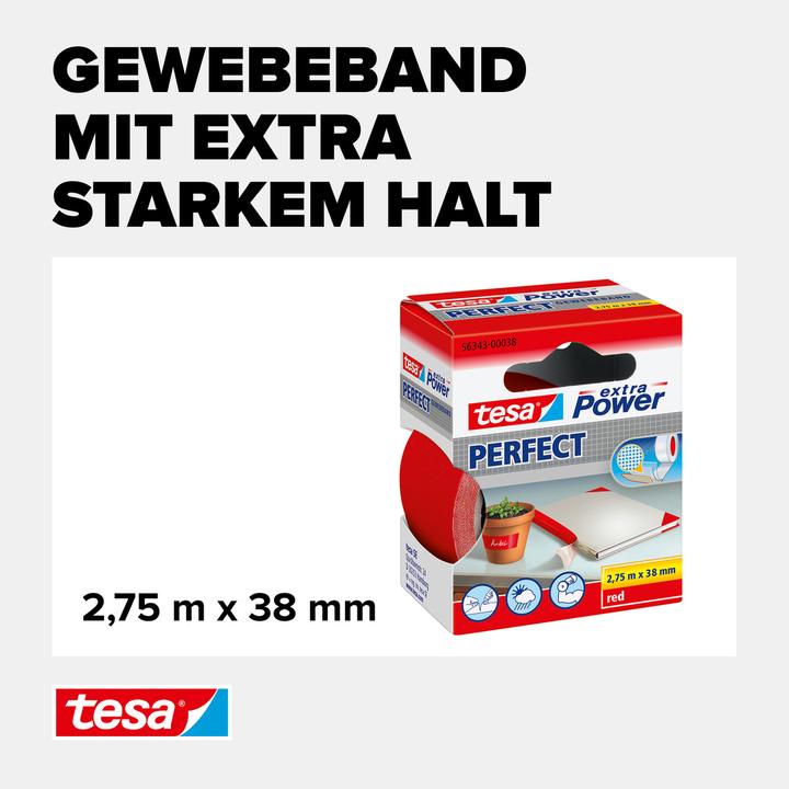 Actual product image tesa EXTRA POWER PERFECT fabric tape, fabric-reinforced duct tape (38 mm)