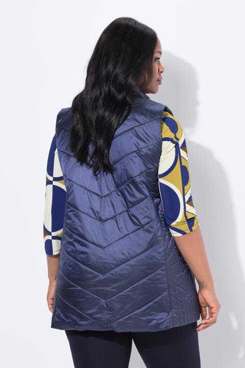 Actual product image Ulla Popken Long-Steppweste, Stehkragen, Two-Tone-Stepp, ärmellos (50, 52)