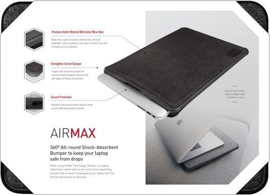 Productafbeelding Uniq etui Dfender laptophoes 16" czarny/charcoal zwart (16")