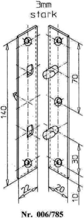 Actual product image Schlegel Flat strip fuse Length 140 mm Width 22 mm Thickness 3 mm Galvanised steel 006/785/V