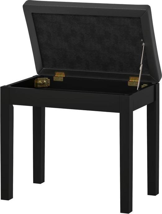 Swisshandel24 Klavierbank, Kunstlederbezug, gesteppte Knöpfe, Stauraum, Holzbeine, Schwarz