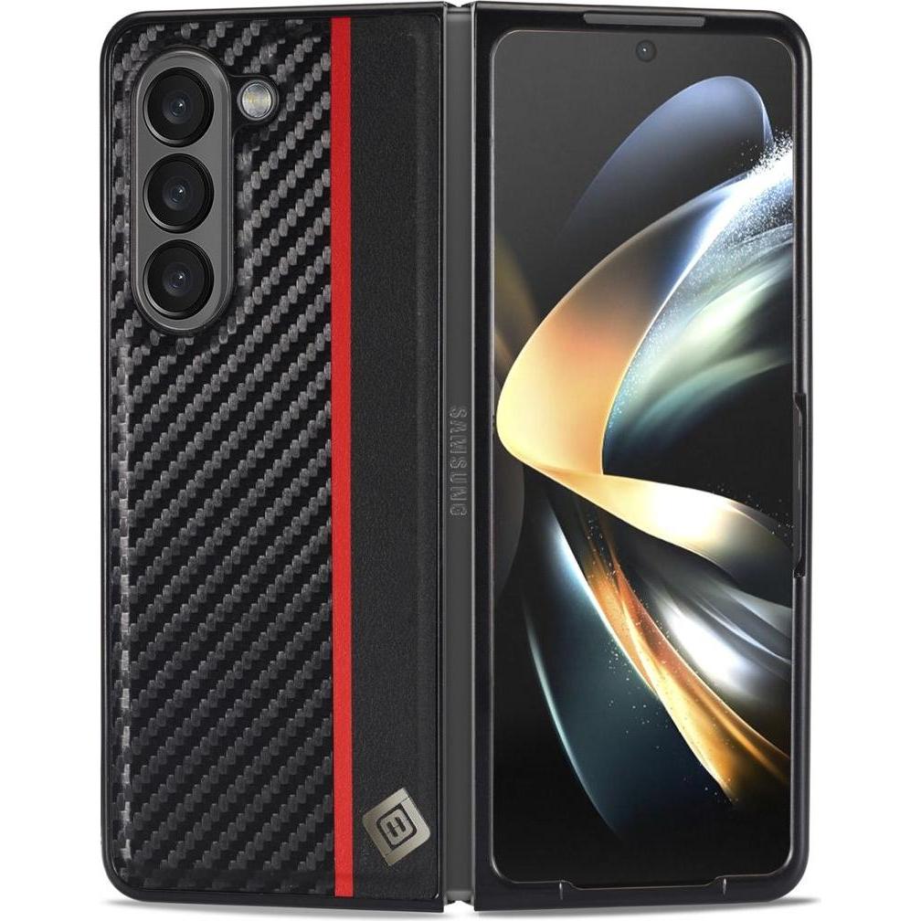 Thumbnail - König Design Hülle für Samsung Galaxy Z Fold5 5G Handy Schutz Case Cover Tasche Carbon Optik (Samsung Galaxy Z Fold5), S...