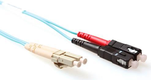 Produktbild ACT 22 meter LSZH Multimode 50/125 OM3 fiber patch cable duplex with LC and SC connectors (CAT8.1, 22 m)