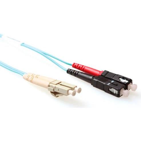 Thumbnail - ACT 22 meter LSZH Multimode 50/125 OM3 fiber patch cable duplex with LC and SC connectors (CAT8.1, 22 m), Netzwerkkabel