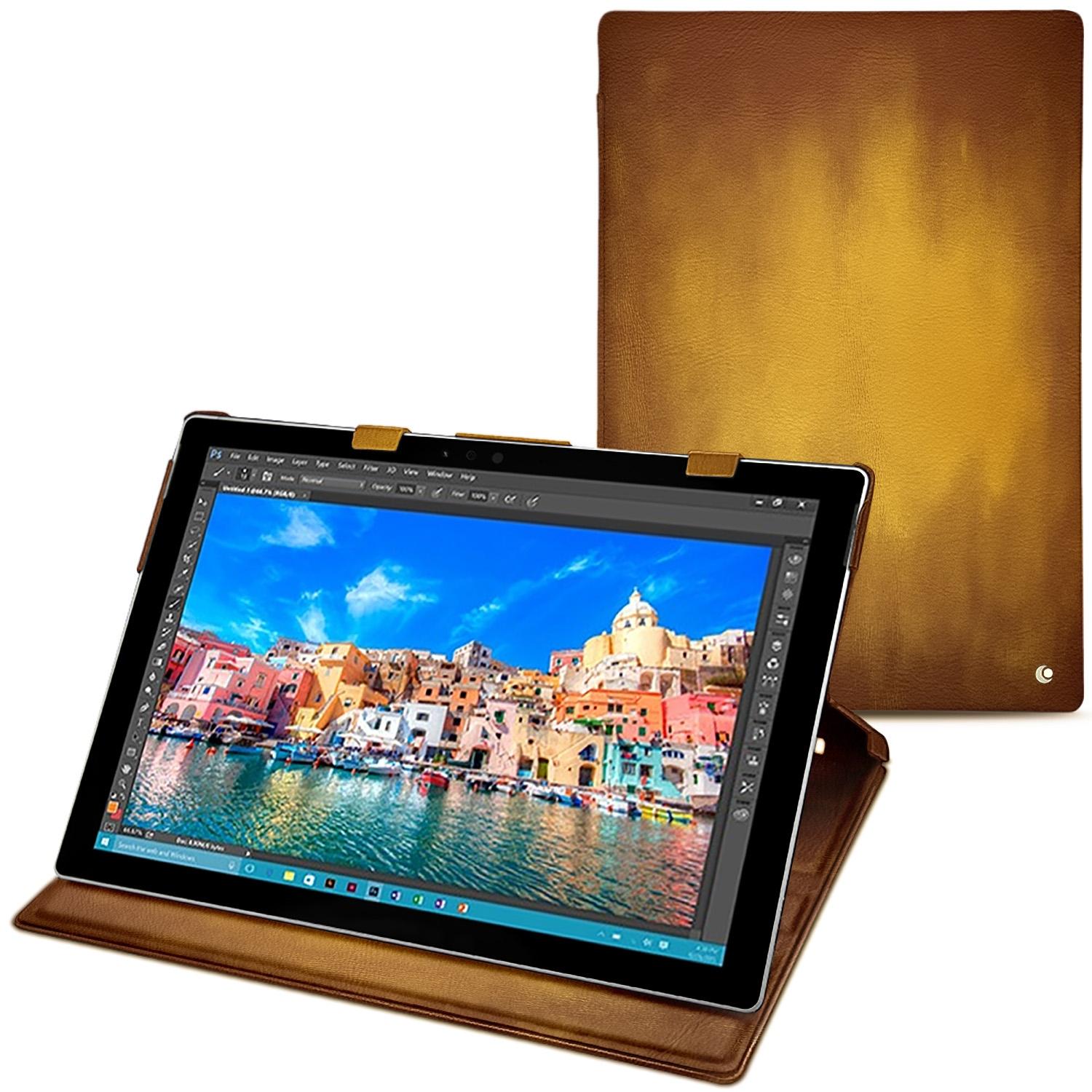 Noreve Lederschutzhülle vertikal (Microsoft Surface Pro 4), Tablet Hülle, Gold